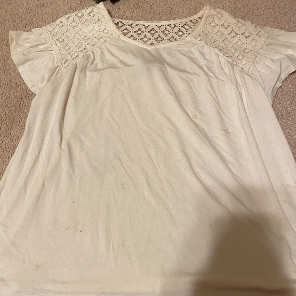 cream white shirt with lace detailed back